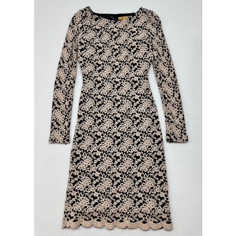 Alice + Olivia Dandi Nude Black Lace Open Back Dress Size 2 XS - Picture 9 of 14